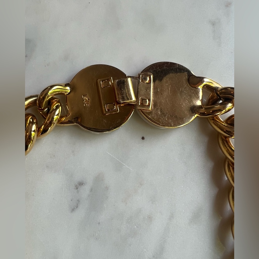 Lele Sadoughi 14K Gold Plated Curb Chain Necklace Collar Choker Cuban Chain EUC - Picture 8 of 16